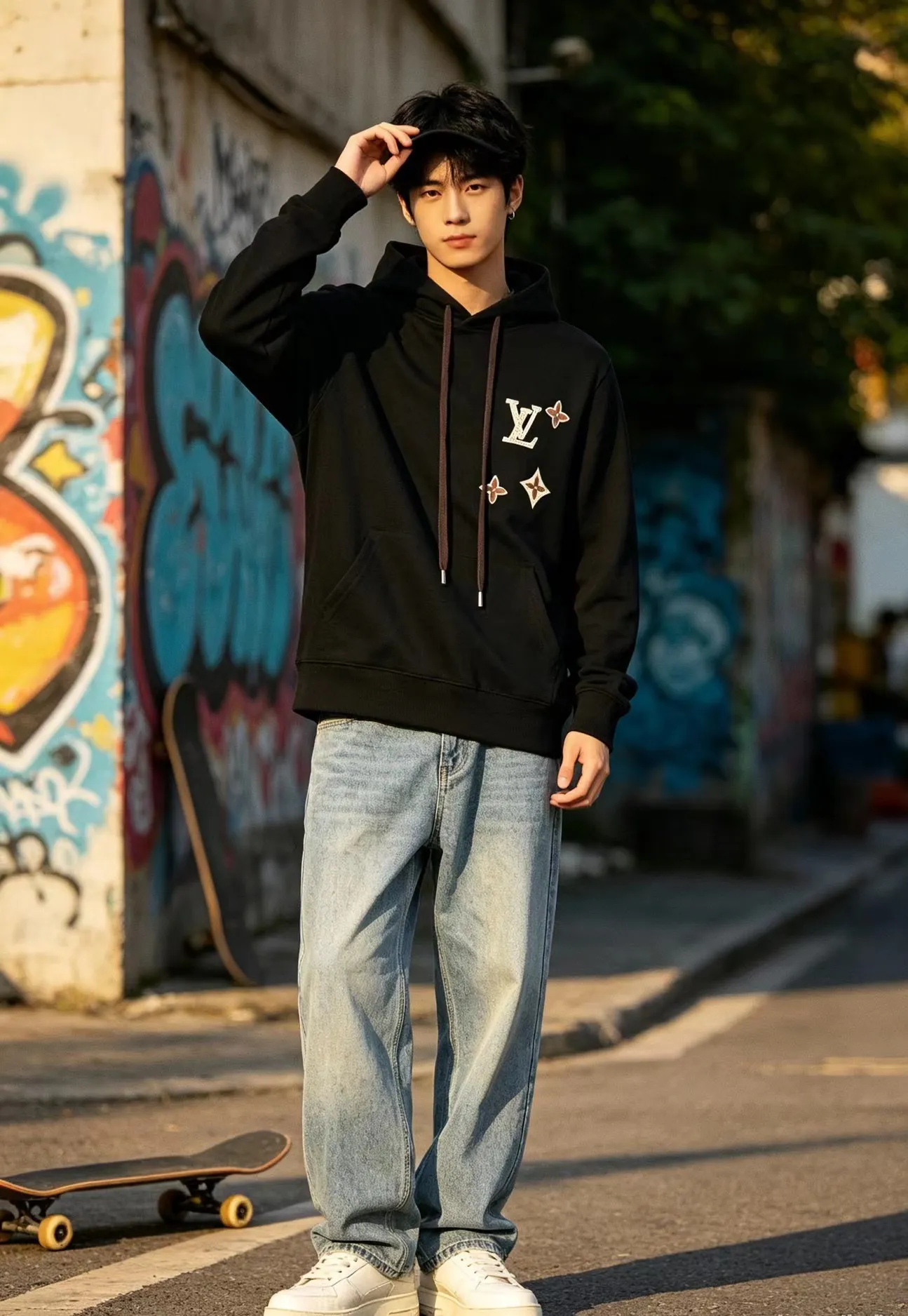 Louis Vuitton/Louis Vuitton rivet presbyopic letter hooded sweatshirt
